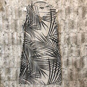 Anthropologie Azulu Womens Size XL, V-Neck Floral Midi Dress White Black